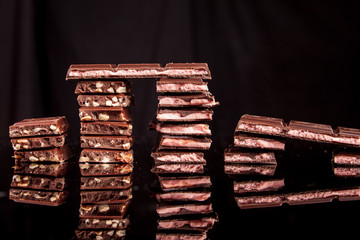 chocolate on a black background