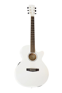 The image of white acoustic guitar