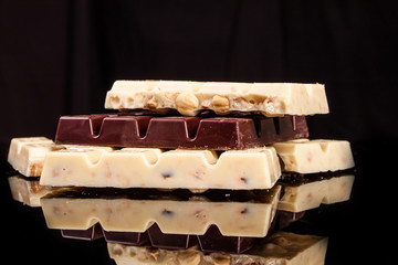chocolate on a black background