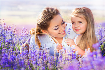 Family on the lavender field