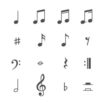 Music notes and icons vector set