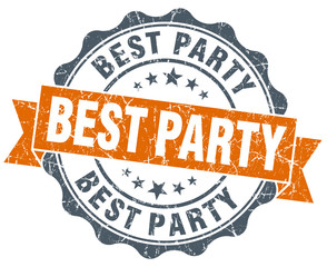 best party orange vintage seal isolated on white