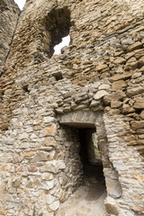 Fototapeta na wymiar Doorway leading into the old abandoned castle in Slovakia
