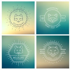 Trendy Retro Vintage Insignias Bundle. Animals.