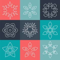 Set of  Elegant lineart logo design elements