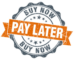 buy now pay later orange vintage seal isolated on white