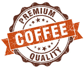 coffee premium quality vintage seal isolated on white