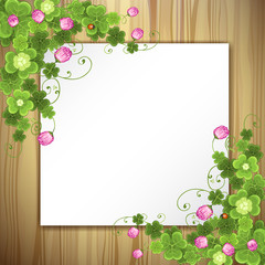 Wood background with clover