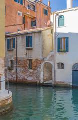 Descent to the water channel in Venice
