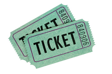 Two green movie or concert tickets isolated white background photo © david_franklin
