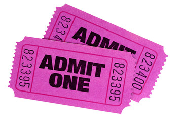 Two pink or purple admit one movie or concert tickets isolated white background photo © david_franklin