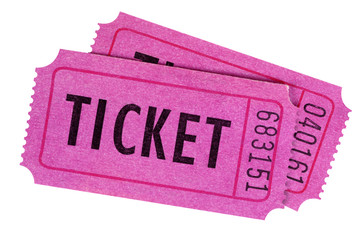 Two pink or purple movie or concert tickets isolated white background photo © david_franklin