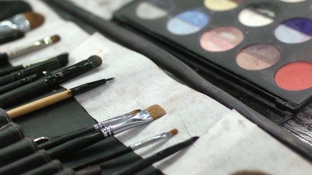 Make-up tools brushes and eyeshadows