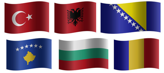 Set of wavy national flags