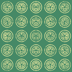 Seamless pattern with stars on green background