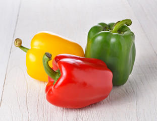 Fresh peppers on wooden