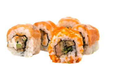  sushi pieces isolated