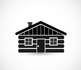 Wood log house icon vector