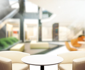 Wood Table  Top Background In Office 3d render