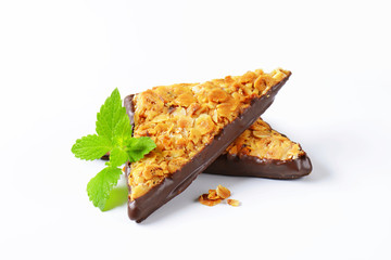 Nut triangles dipped in bittersweet chocolate