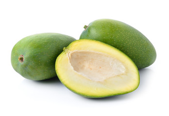 green mango on white background