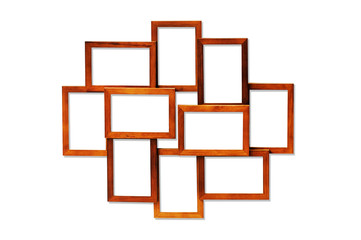 set of wooden frames isolated on white background