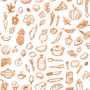 Hand drawn seamless food pattern