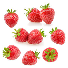 Strawberry fruits on white. Collection © azure