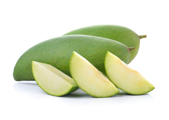 Fresh green mango on white background