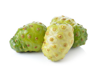Fresh noni fruit on white background