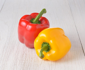 Fresh peppers on wooden