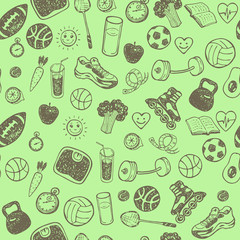 Healthy Lifestyle seamless pattern