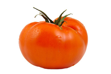 Front view of tomato isolated on white background.