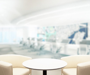 Wood Table  Top Background In Office 3d render