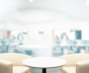 Wood Table  Top Background In Office 3d render