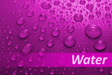 Water droplets on color background