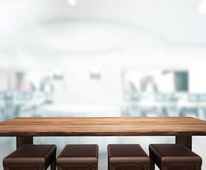 Wood Table  Top Background In Office 3d render
