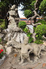 Chinese stone statues at Wat Pho ,Bangkok, Thailand