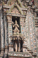 Indra and erawan statues are detail of pagoda at  Wat Pho , Bang
