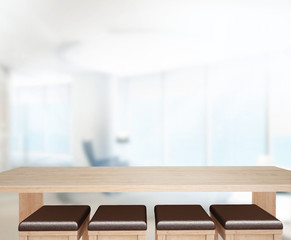 Fototapeta premium Wood Table Top Background In Office 3d render
