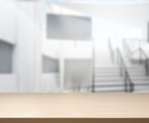 Wood Table Of Background in Hall Area