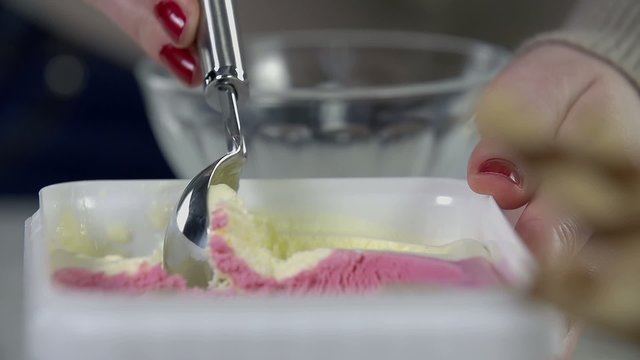 Taking a scoop of ice cream
