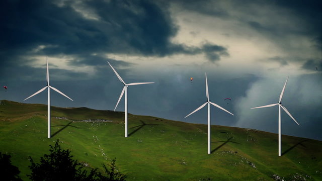 Animated windmills in bad weather