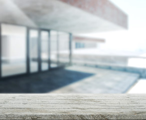 Wood Table Of Background Outdoor Building