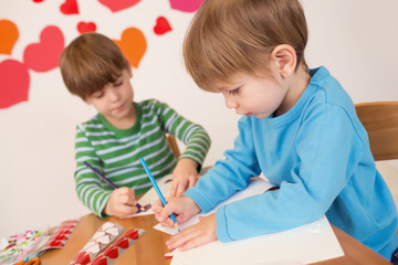 Children doing Valentine's Day Crafts: Love and Hearts