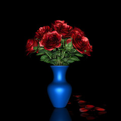 Red Rose and blue pot