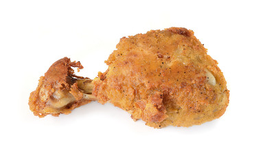 Golden brown fried chicken drumsticks