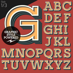 Illustration of an old fashioned alphabet. Slab 3
