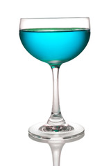 Glass of light blue cocktails color isolate on white background
