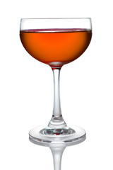 Glass of orange cocktails color isolate on white background